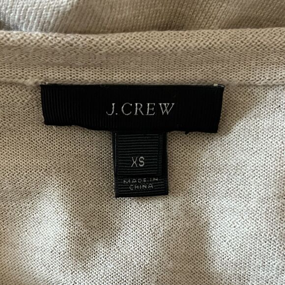 J Crew 100% Merino Wool Crewneck Lightweight Sweater LS Tan Womens XS Pullover - Picture 4 of 7